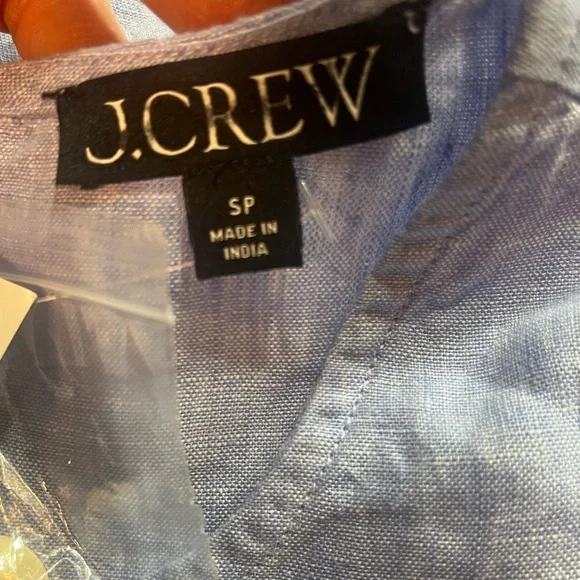 J.Crew Petite Maxine button-back dress in linen in French blue